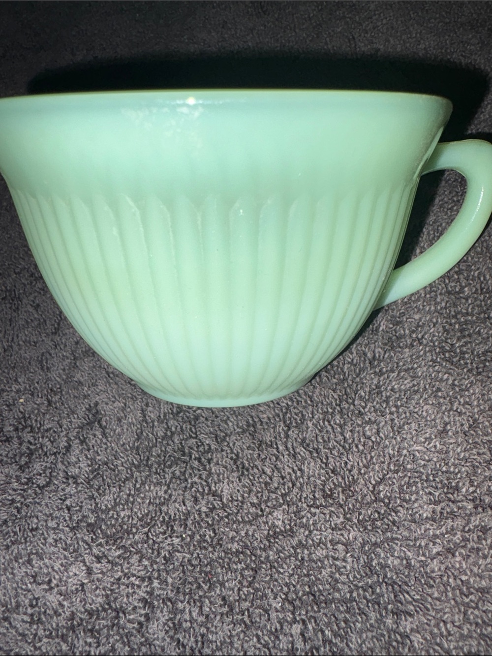 Vintage Fire King Jadeite Mint Green Ribbed Glass Cup